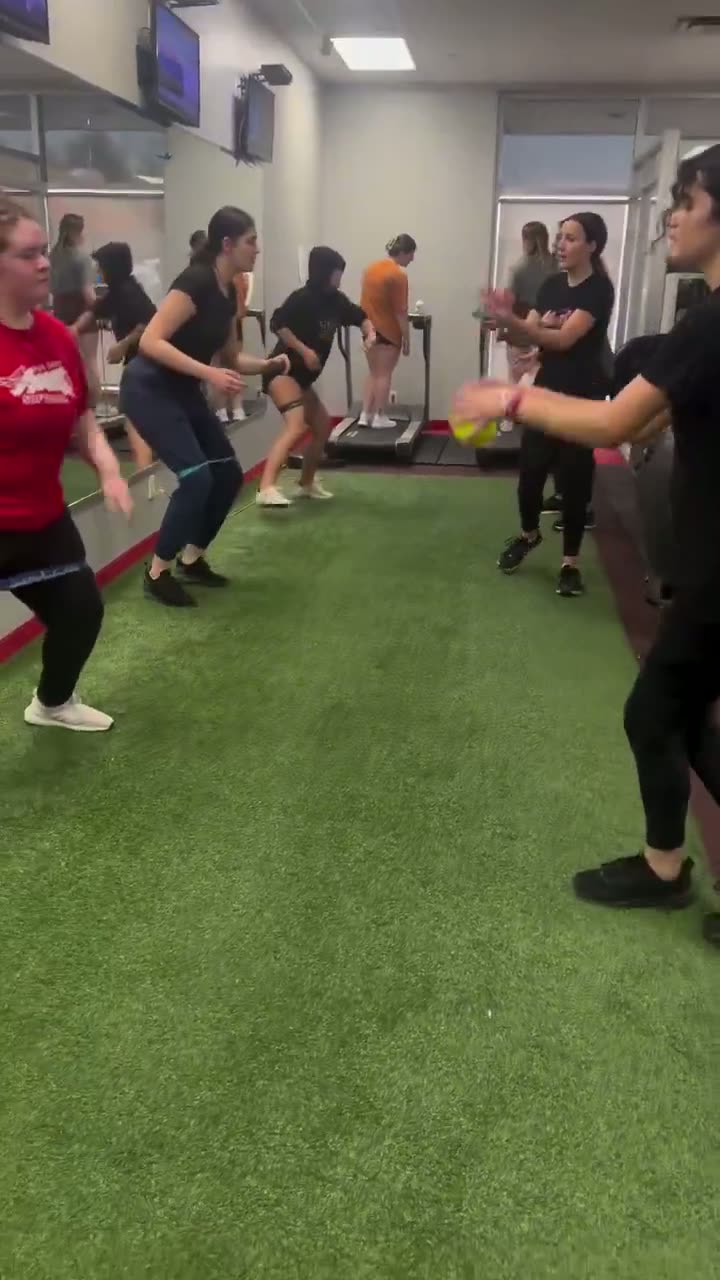 Hand-eye coordination drills with a softball team.