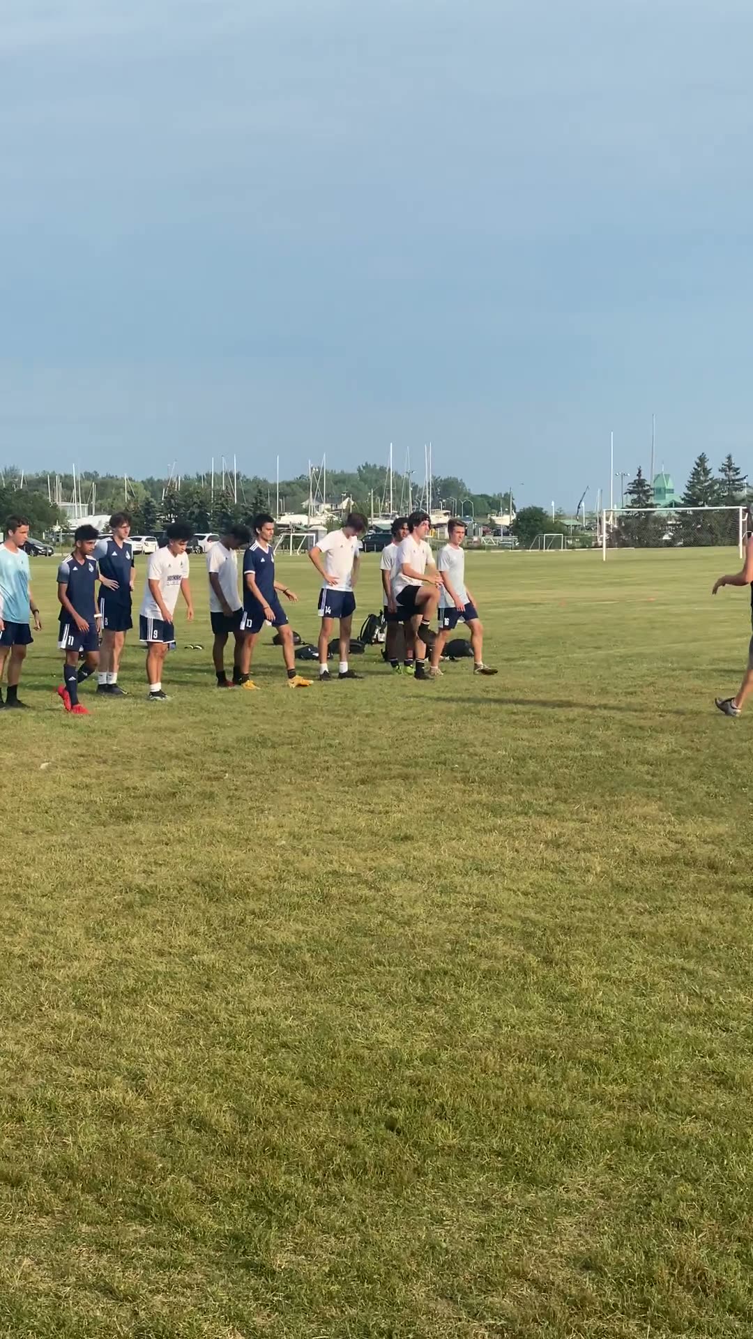 Team warmup before a session.